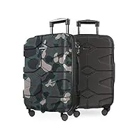 hauptstadtkoffer - x-köllln - set de 2 valises bagages à main trolley 55 x 40 x 23 cm, 4 roues, tsa, camouflage & graphite