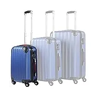 valise rigide m bleu 4 roues 360° bagage poignée télescopique plastique abs cadenas à combinaison malle voyage