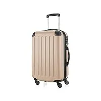 hauptstadtkoffer - spree - bagages cabine à main, valise rigide, trolley, abs, tsa, extra léger, extensible, 4 roues, 55 cm, 42 l, champagne