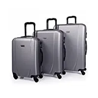 itaca - valises. lot de valise rigides 4 roulettes - valise grande taille, valise soute avion, bagages pour voyages.ensemble valise voyage. verrouillage à combinaison 71100, argenté