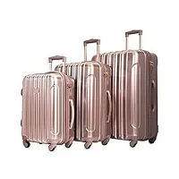 kensie alma ensemble de bagages 3 pièces style métallique léger, rose gold (rose) - kn-67903-rg