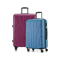 suitline - set de 2 valises (66 cm, 76 cm), bagage de taille moyenne et valise grande rigide, extensible, trolley légere, tsa, cyan/magenta