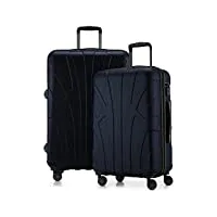 suitline - set de 2 valises (66 cm, 76 cm), bagage de taille moyenne et valise grande rigide, extensible, trolley légere, tsa, bleu foncé