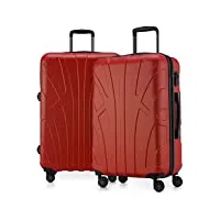 suitline - set de 2 valises 66 cm, bagage rigide de taille moyenne extensible, trolley légere, serrure à combinaison tsa, rouge