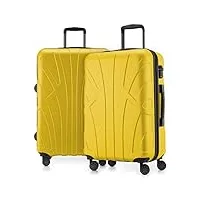 suitline - set de 2 valises 66 cm, bagage rigide de taille moyenne extensible, trolley légere, serrure à combinaison tsa, jaune