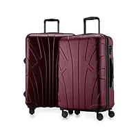 suitline - set de 2 valises 66 cm, bagage rigide de taille moyenne extensible, trolley légere, serrure à combinaison tsa, bourgogne
