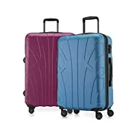 suitline - set de 2 valises 66 cm, bagage rigide de taille moyenne extensible, trolley légere, serrure à combinaison tsa, cyan/magenta