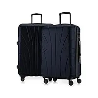 suitline - set de 2 valises 66 cm, bagage rigide de taille moyenne extensible, trolley légere, serrure à combinaison tsa, bleu foncé