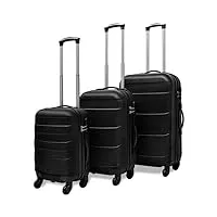 vidaxl 3x valise rigide valise de voyage trolley roulette sac de voyage bagage ensemble de valises rangement vacance noir 45,5/55/66 cm