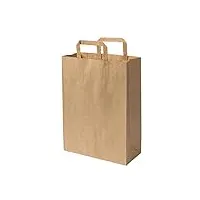 250 sacs papier poignée renforcée marron 11 litres 35 cm haut x 26 large x 12 cm soufflet cabas boutique solide résistant sac vente à emporter sac magasin sac sac commerce sac cadeau emballage
