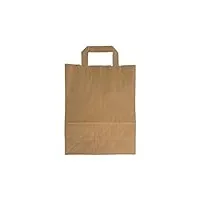 univers graphique 500 sacs papier marron écru à poignées 28 x 22 x 10 cm soufflet cabas boutique solide et renforcé comme sac vente à emporter, emballage sac cadeau et sac petit article