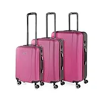 itaca - valises. lot de valise rigides 4 roulettes - valise grande taille, valise soute avion, bagages pour voyages.ensemble valise voyage. verrouillage à combinaison 71100, fuchsia/anthracite
