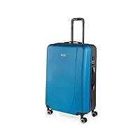 itaca - valise grande taille. grande valise rigide 4 roulettes - valise grande taille xxl ultra légère - valise de voyage. combinaison verrouillage 71170, bleu/anthracite