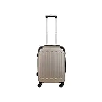 todeco - valise à main, bagage pour cabine - taille (roues incluses): 56 x 38 x 22 cm - taille intérieure: 49 x 35 x 21 cm - coins protégés, bagage de cabine 51 cm, champagne, abs