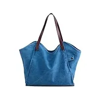 losmile femmes sacs à main toile sacs portés main sacs portés épaule sacs bandoulière sacs de plage cabas décontractés (bleu)