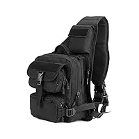 yfnt tactique sling bag lot militaire rover épaule sling sac bandoulière sac à dos pour la chasse camping trekking, noir