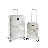 bebe lilah lot de 2 valises à roulettes pivotantes pour femme, marbre argenté., taille unique, lilah lot de 2 valises à roulettes pivotantes