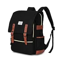 modoker sac à dos vintage pour ordinateur portable pour femme et homme, sac à dos scolaire avec port de charge usb, sac à dos tendance pour ordinateur portable 15,6 pouces, noir