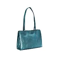 maxwell scott grand sac cabas personnalisable porté épaule en cuir italien pour féminin - rivara bleu turqouise