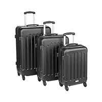 packenger packenger 3er koffer-set travelstar trolley-set hartschale (m, l & xl) bagage cabine, 75 cm, 94 liters, gris (anthrazit)