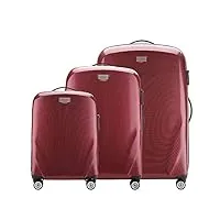 wittchen pc ultra light bagage rigide lot de 3 valises en polycarbonate quatre roulettes serrure à combinaison tsa manche télescopique en aluminium taille (s+m+l) rouge foncé