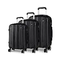 kono ensembles de bagages 3 pièces valises légères en abs rigides 20 "24" 28" noir