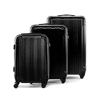 fergÉ set 3 valises rigides à 4 roulettes quÉbec ensemble de bagages trolley voyage noir
