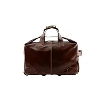 sac voyage trolley en cuir véritable couleur brun - maroquinerie fait en italie - sac voyage