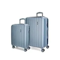 movom wood set de bagages bleu 55/65 cms rigide abs serrure tsa 111l 4 roues doubles bagage à main