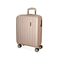movom wood valise trolley cabine beige 40x55x20 cms rigide abs serrure tsa 38l 2,9kgs 4 roues doubles bagage à main, champagne