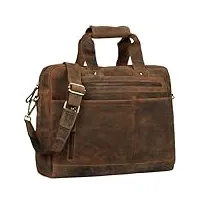 stilord 'patrice' sac business pour homme cuir vintage sac bandoulière pour classeur a4 pc portable 15,6 pouces serviette de travail trolley, couleur:marron moyen