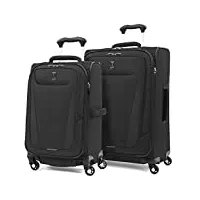 travelpro maxlite 5 bagages souples extensibles avec 4 roulettes pivotantes, valise légère, homme et femme, noir, carry-on 21-inch, maxlite lot de 5 valises à roulettes extensibles