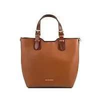 tuscany leather tl bag sac cabas en cuir saffiano - tl141696 (cognac)
