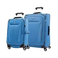 travelpro maxlite 5 softside lot de 2 valises à main extensibles avec 4 roues pivotantes et sac fourre-tout souple sous le siège léger pour homme et femme, bleu azur, checked-large 29-inch, maxlite 5