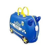 trunki valise à roulettes pour enfants et bagages à main pour enfants : valise à roulettes percy la voiture de police (bleu)