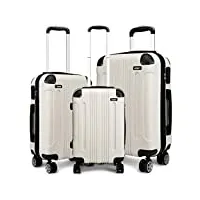 kono lot de 3 valises à coque rigide en abs avec 4 roues beige