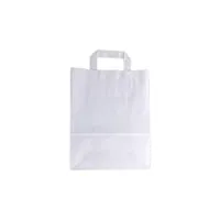 1000 petits sacs papier kraft blanc avec poignée 6 litres largeur 22 cm , hauteur 28 cm, soufflet 10- sac cabas à anse plate solide, résistant papier 70g non imprimé ref skb06pp1f (1000)