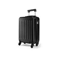 kono valise de voyage rigide abs cabine à main 4 roulettes 48x 30x20 cm (noir)