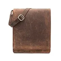 leabags sac bandoulière pour hommes et femmes | sac ordinateur portable en cuir véritable 13" | sac messager avec bandoulière | sac à main | sac de travail | sac de transport | rouge brun vintage