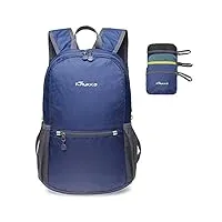sac à dos léger et emballable kaukko sacs de sport imperméable petit sac à dos de voyage pliable sac à dos de loisirs durable pour hommes & femmes-bleu marin