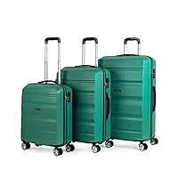 itaca - valises. lot de valise rigides 4 roulettes - valise grande taille, valise soute avion, bagages pour voyages.ensemble valise voyage. verrouillage à combinaison t71600, bleu verdâtre