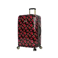 betsey johnson valise rigide extensible résistante aux rayures (abs + pc) de 66 cm – sac léger design avec 8 roulettes pivotantes, roses couvertes, 66 cm, loisirs