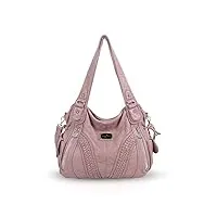nicole & doris grand sac a main epaule sac femme sac cabas cuir souple sac bandouillere femme vintage rose