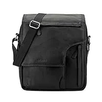 leabags sac bandoulière pour hommes et femmes | sac ordinateur portable en cuir véritable 13" | sac messager avec bandoulière | sac à main | sac de travail | sac de transport | nappa noir