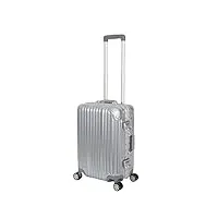 travelhouse london t1169 valise rigide à roulettes avec cadre en aluminium différentes tailles et couleurs, argenté, handgepäck