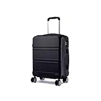 kono valise de voyage trolley rigide en abs avec bagages à main à 4 roulettes et serrure tsa, noir