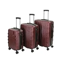 bugatti galatea valise rigide 3 pièces (s,m,l) 4 roues avec serrure à combinaison tsa, rouge