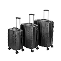 bugatti galatea valise rigide 3 pièces (s,m,l) 4 roues avec serrure à combinaison tsa, noir