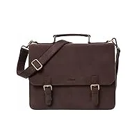 leabags sac à bandoulière pour hommes et femmes | sac ordinateur portable en cuir véritable 15 pouces | sac avec sangle d'épaule | sac messager | sac de travail | sac d'enseignant | vintage rouge-brun