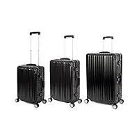 travelhouse london t1169 valise rigide à roulettes avec cadre en aluminium différentes tailles et couleurs, noir , koffer-set (s+m+l)